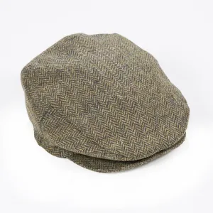 Tweed Cap - Beige Green Donegal Herringbone. J5
