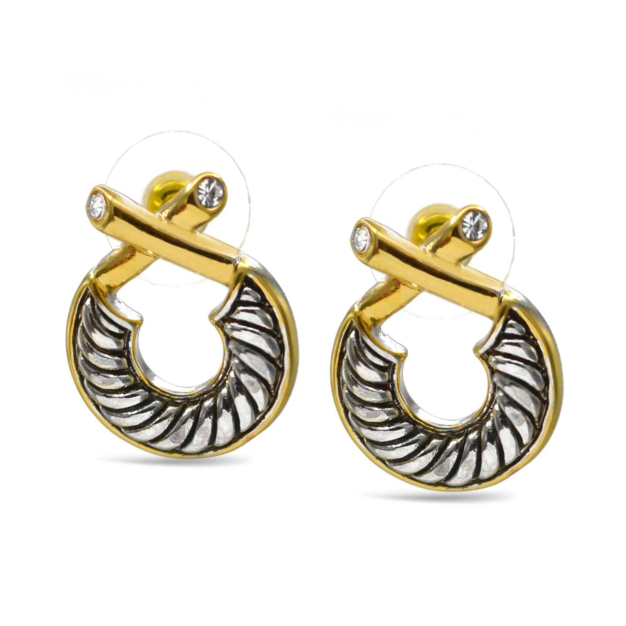 Two Tone Classic Cable Earrings #611091ER(FA19)
