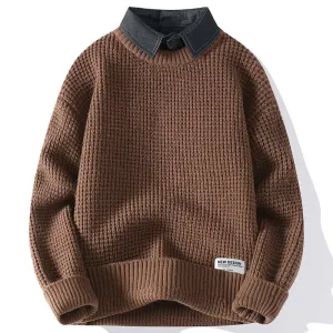 Unisex Knit Collar Sweater | Winter Pullover