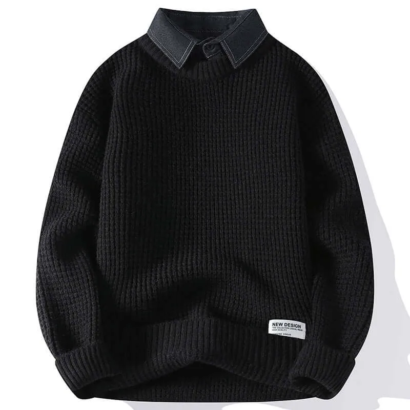 Unisex Knit Collar Sweater | Winter Pullover
