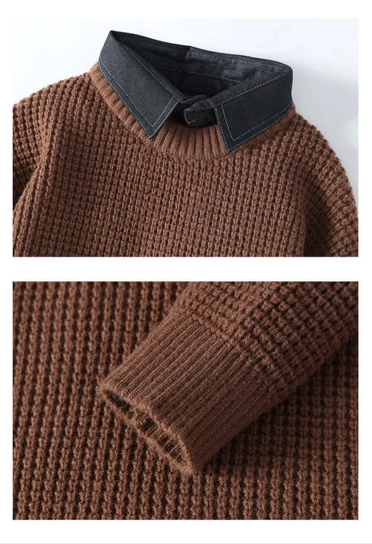 Unisex Knit Collar Sweater | Winter Pullover