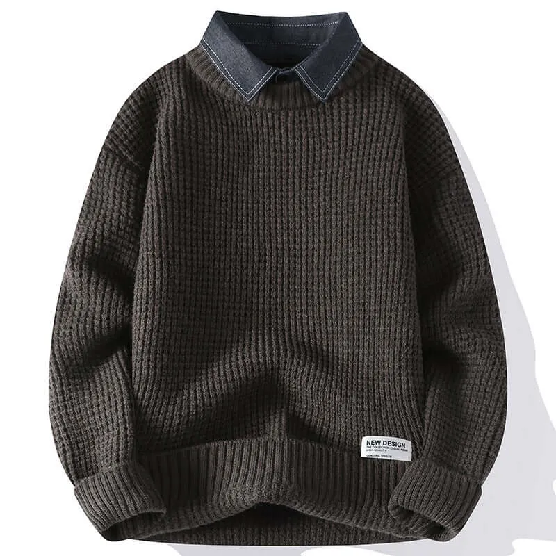 Unisex Knit Collar Sweater | Winter Pullover