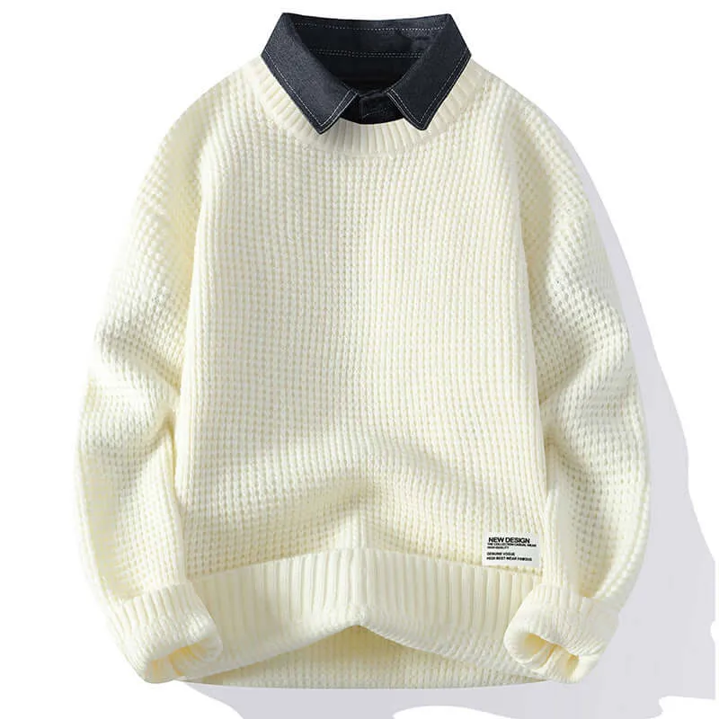 Unisex Knit Collar Sweater | Winter Pullover