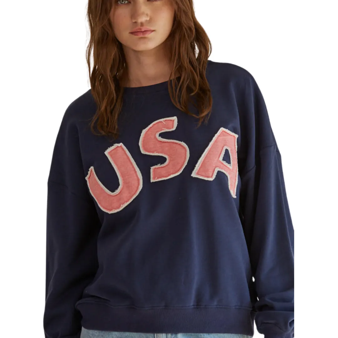 USA Patch Pullover Sweatshirt - Blue
