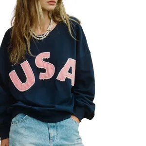 USA Patch Pullover Sweatshirt - Blue