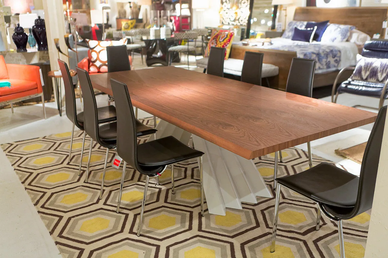 Ventaglio Fixed Dining Table, White/Walnut - Tonin Casa