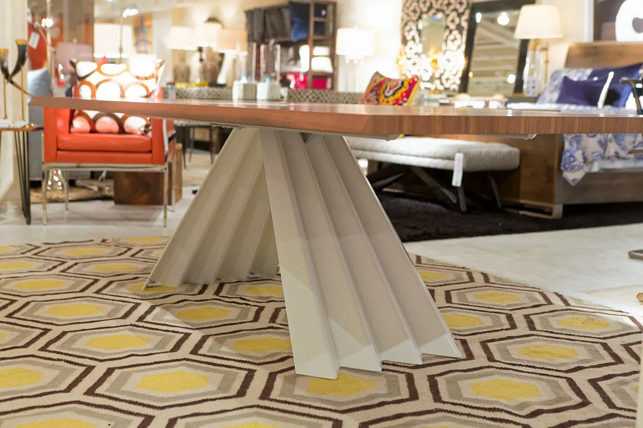 Ventaglio Fixed Dining Table, White/Walnut - Tonin Casa