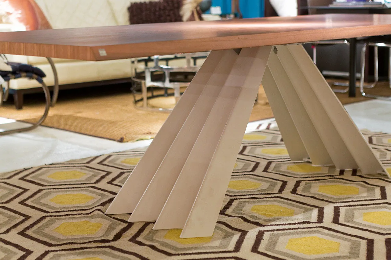 Ventaglio Fixed Dining Table, White/Walnut - Tonin Casa