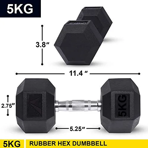 Verified Rubber Coated Professional Hex Dumbbell Set (2.5Kg,5Kg,7.5Kg,10Kg,12.5Kg,15Kg,20Kg,25Kg) (5)