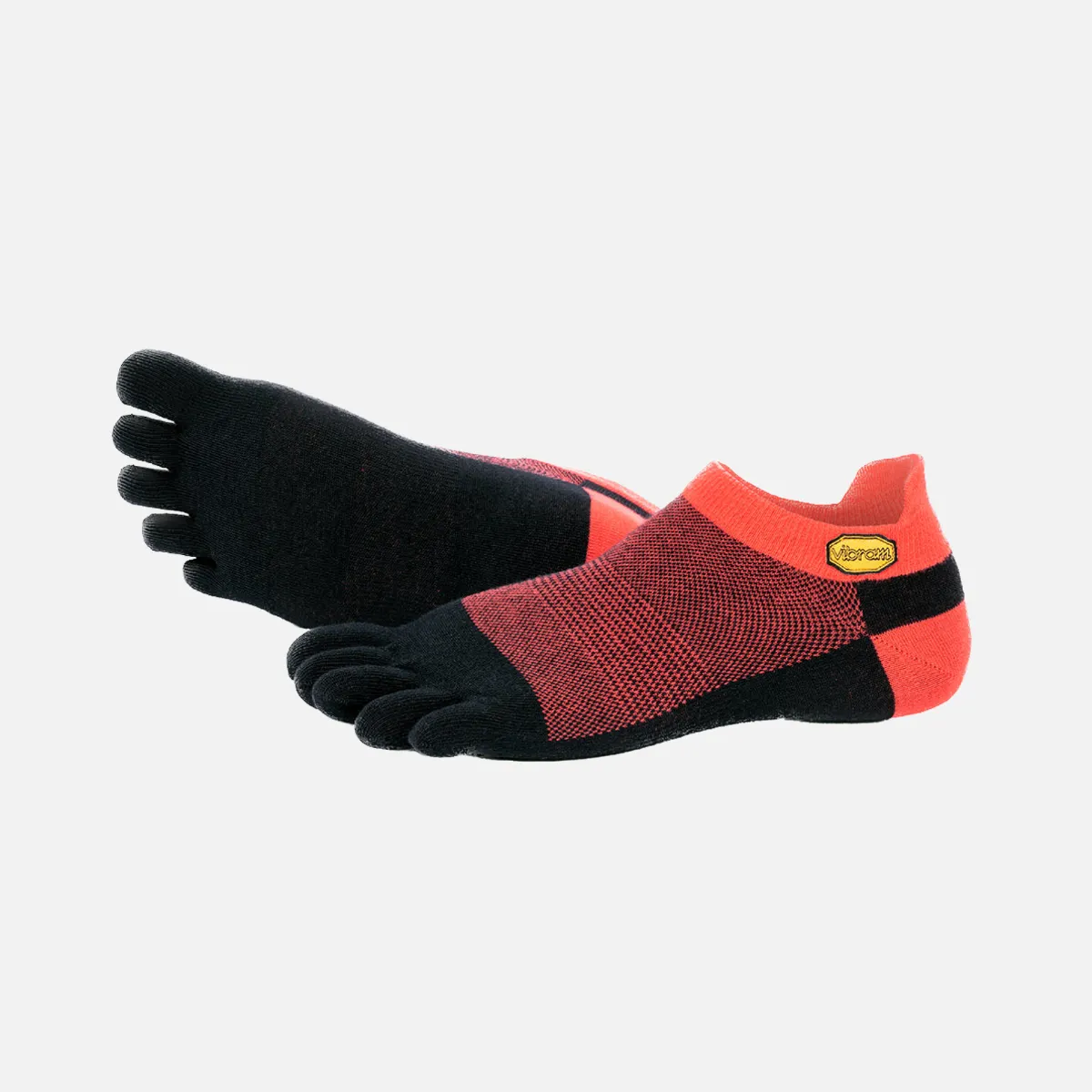 Vibram 5Toe Sock No Show (Pack of 2)(Dark Grey & Red-black)