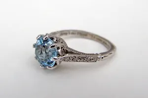 Vintage Blue Topaz Wedding Ring