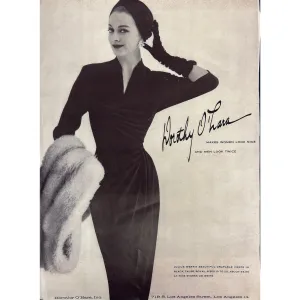 Vintage Dorothy O'Hara  Framable Fashion Ad 15"x11" 1940s (photocopy)