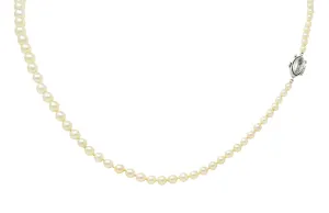 Vintage Marquise Diamond Platinum Graduated Pearl Strand Necklace
