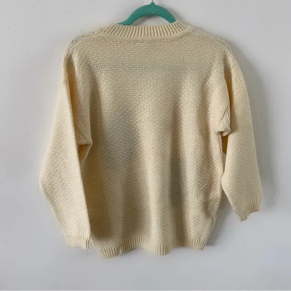 Vintage monnalisa cream blue rose knit sweater crewneck too small 60s