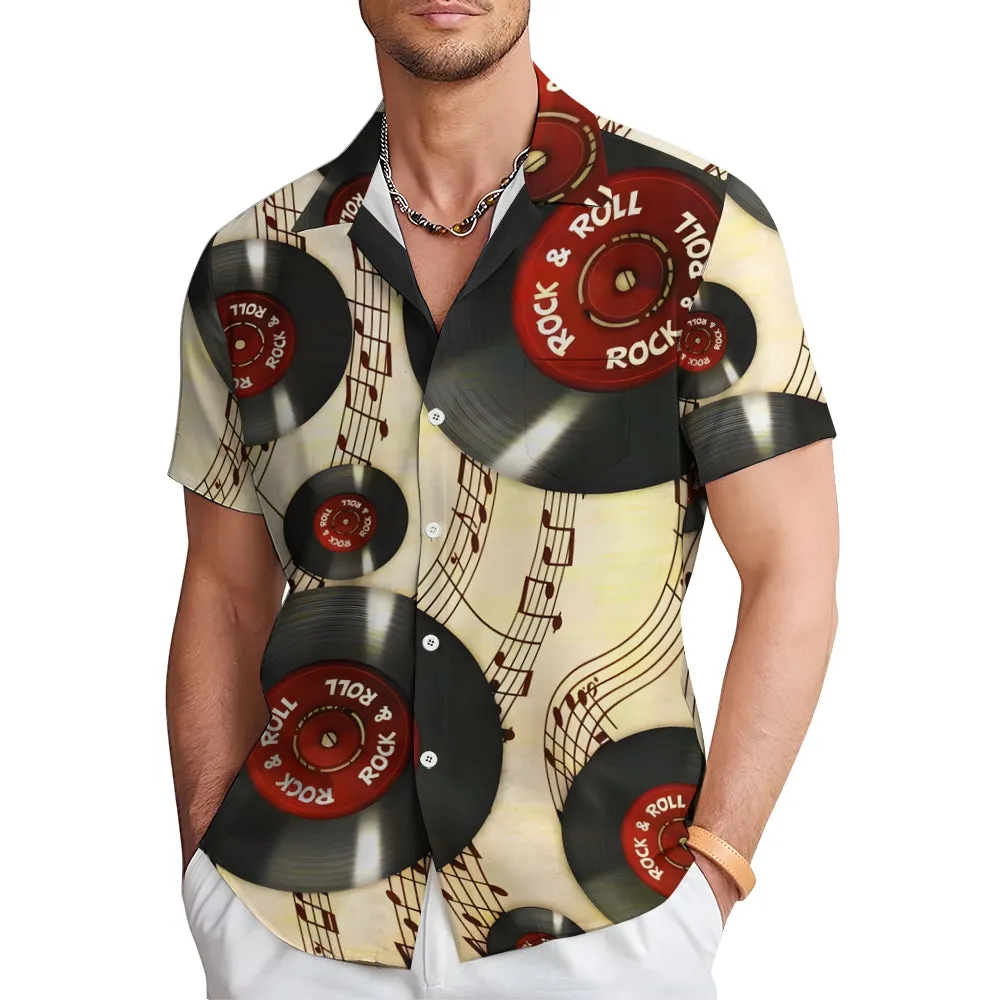 Vinyl Record Score Casual Short Sleeve Shirt 2311000251