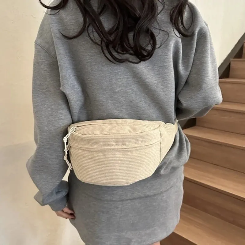 Waist Pack Chest Bag Corduroy Fanny Pack Sports Bag Versatile Travel Belt Bag