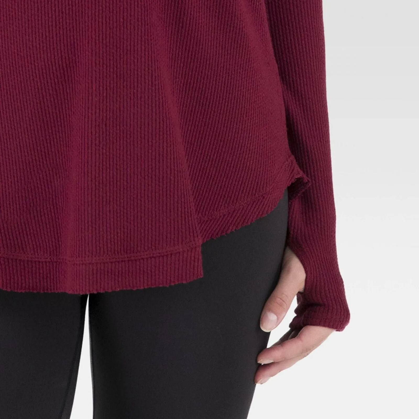 Wander by Hottotties Women's Waffle Collection Lea Long Sleeve V-Neck Top
