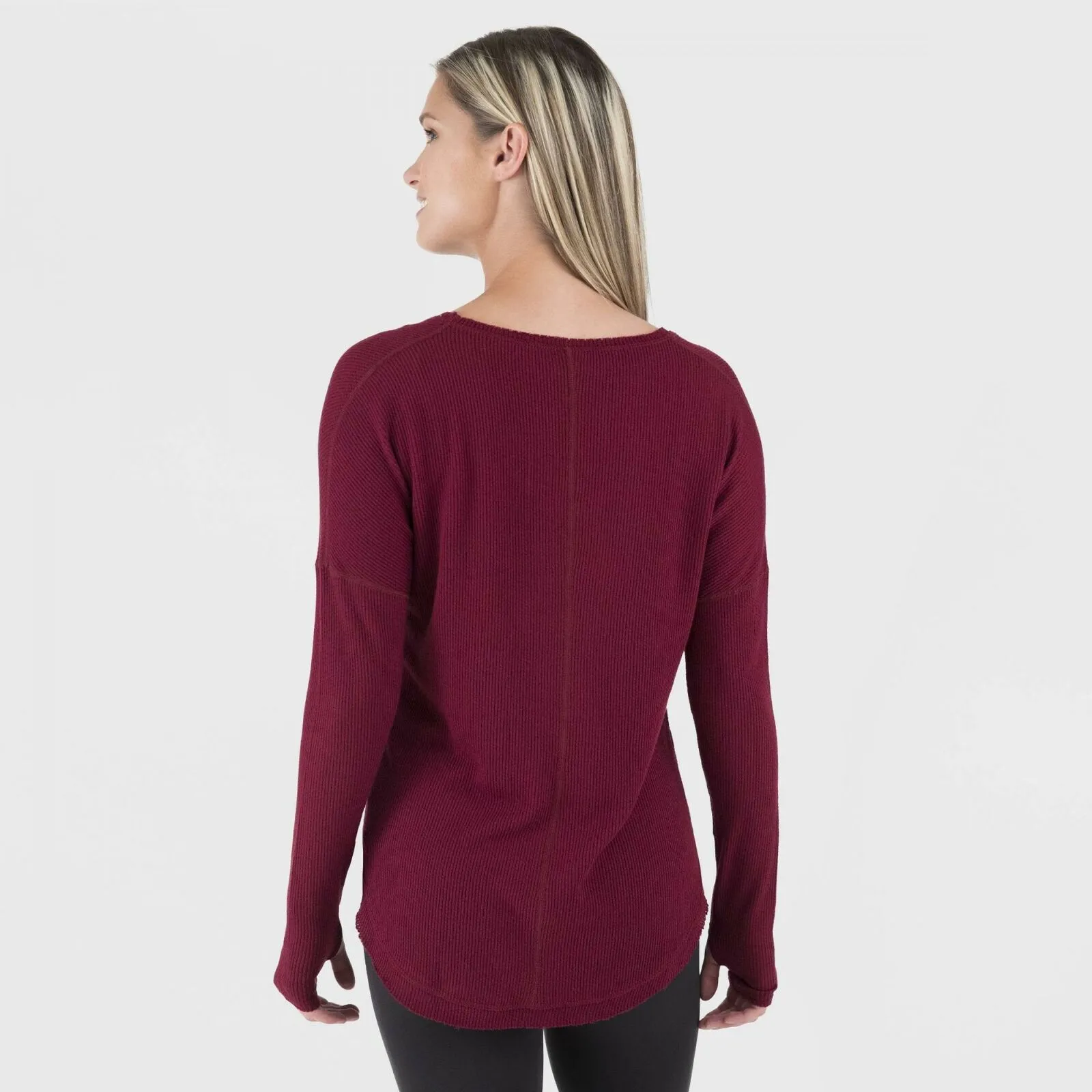 Wander by Hottotties Women's Waffle Collection Lea Long Sleeve V-Neck Top