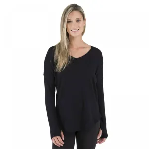 Wander by Hottotties Women's Waffle Collection Lea Long Sleeve V-Neck Top