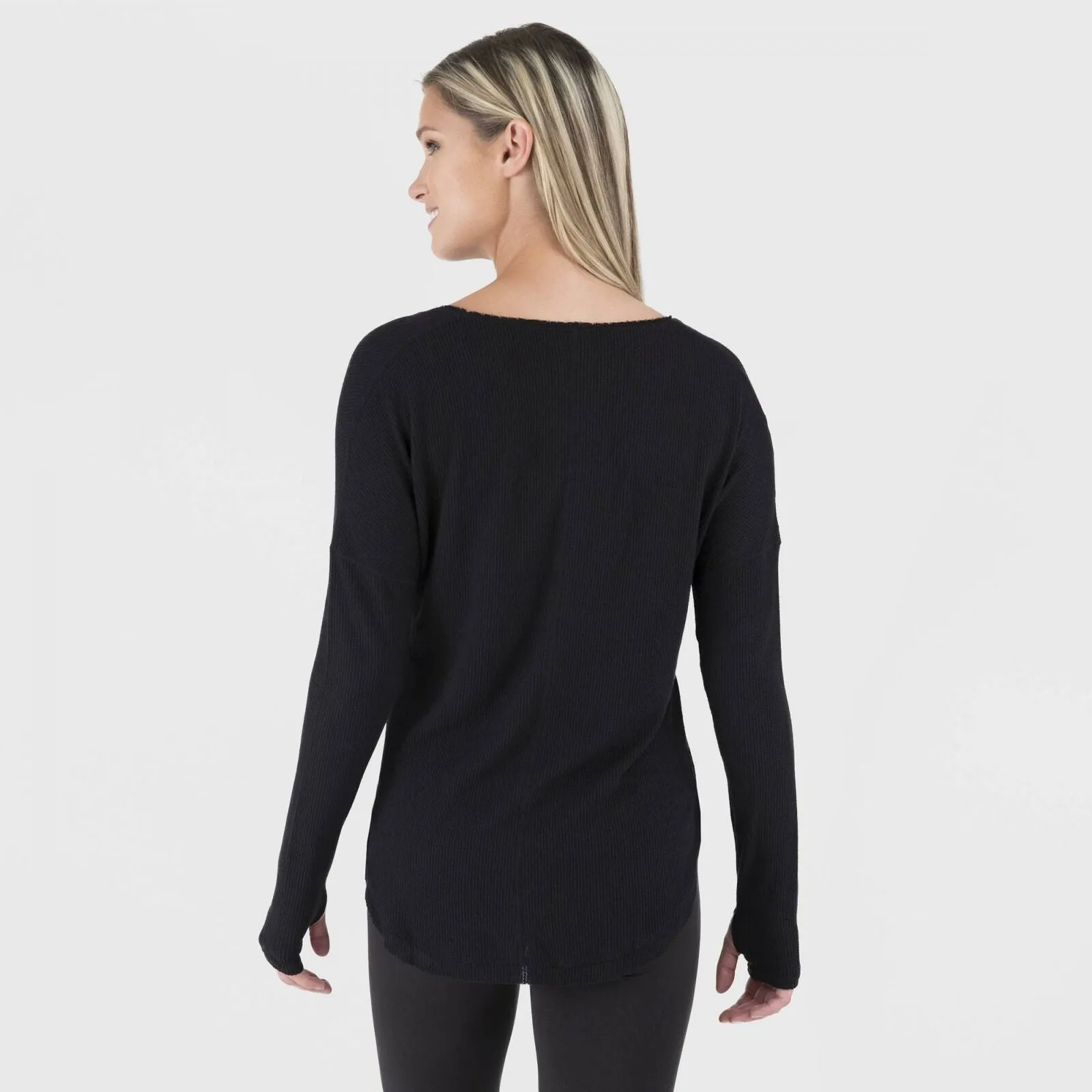 Wander by Hottotties Women's Waffle Collection Lea Long Sleeve V-Neck Top