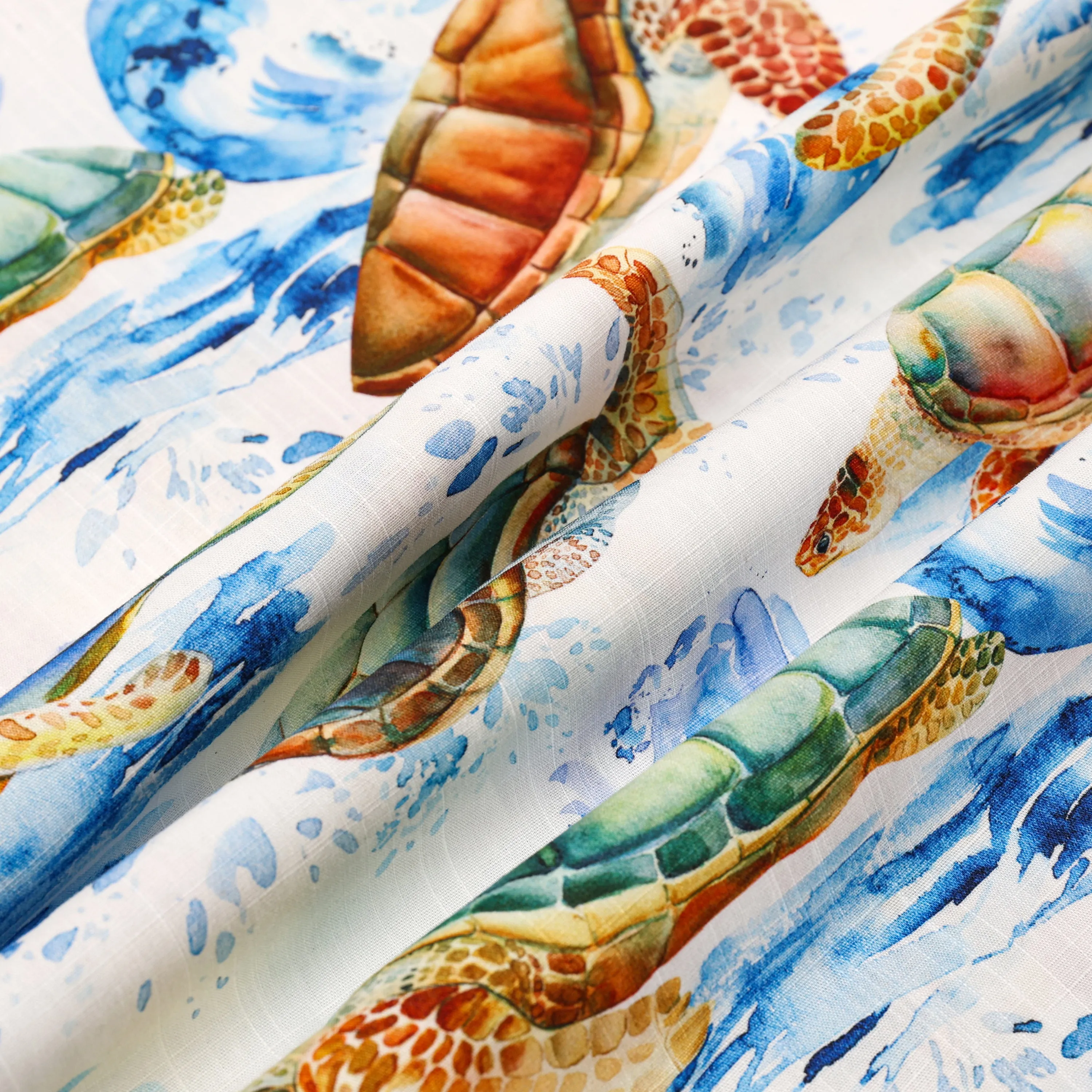 Wave Turtle Pattern Button Short Sleeve Shirt