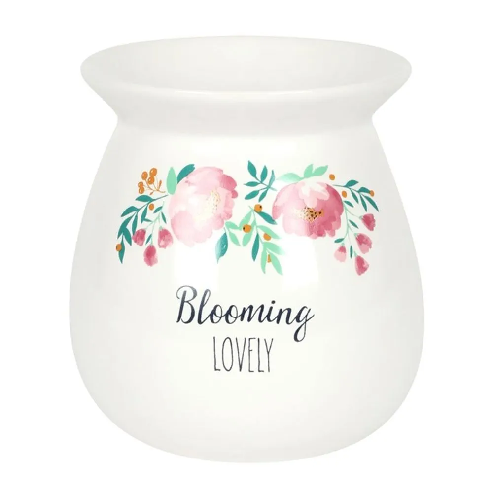 Wax Melt Burner with Rose Petals Fragrance Gift Set - Blooming Lovely Design