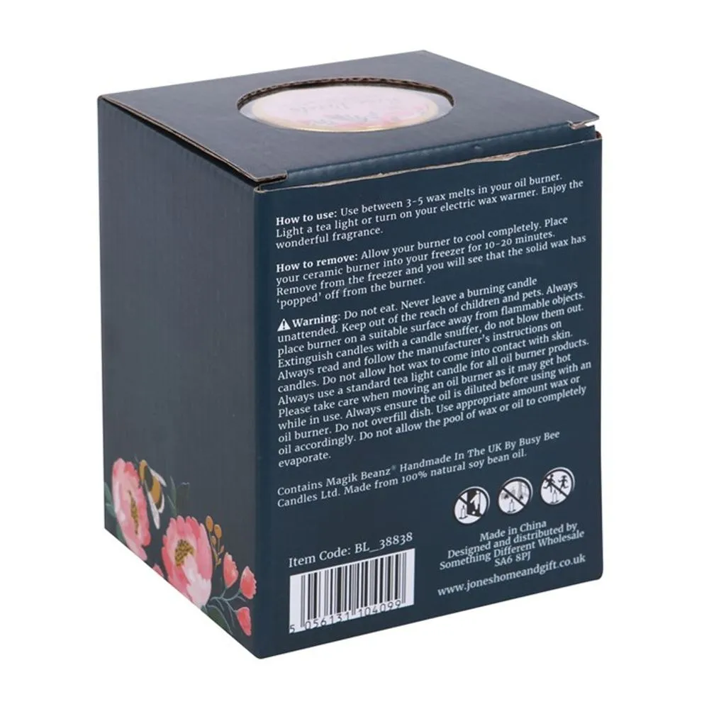 Wax Melt Burner with Rose Petals Fragrance Gift Set - Blooming Lovely Design