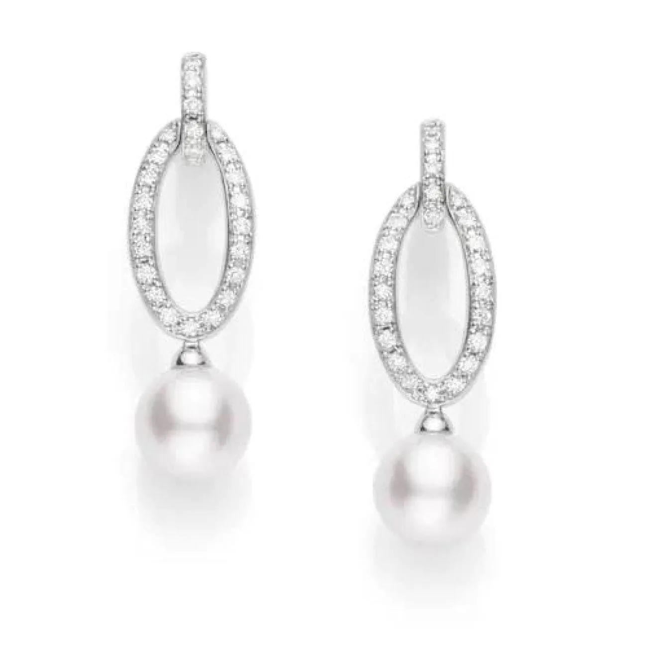WHITE GOLD CULTURED AKOYA 0.33CT DIAMOND DROP EARRING