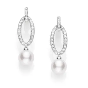 WHITE GOLD CULTURED AKOYA 0.33CT DIAMOND DROP EARRING