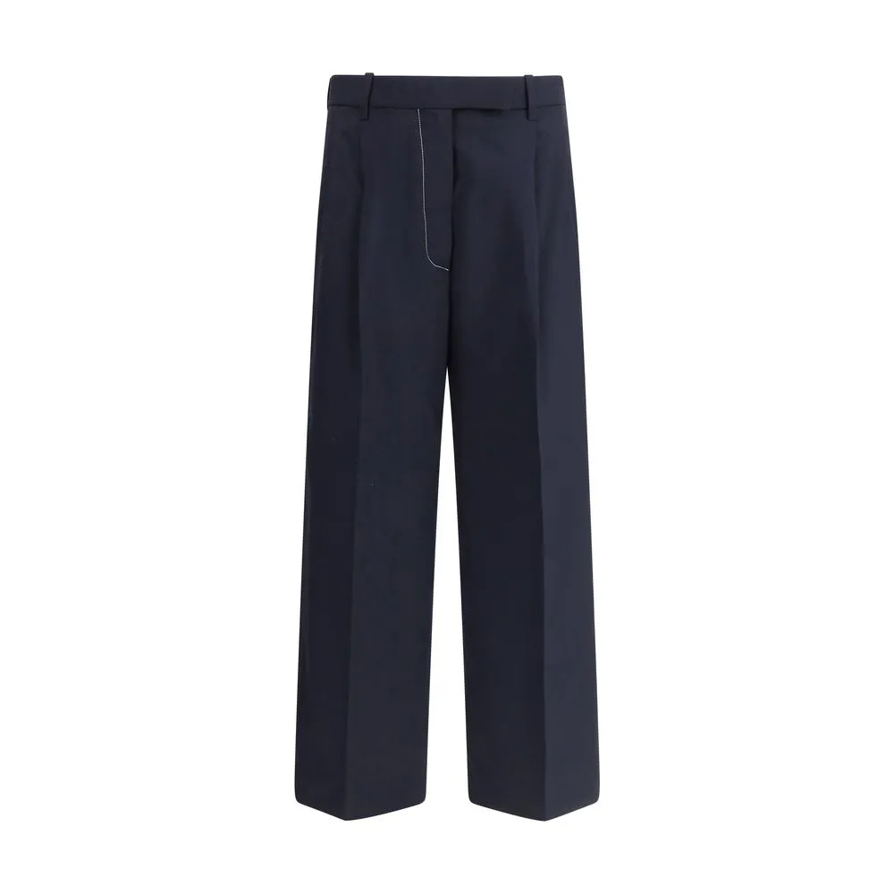 White stitching wool Pants