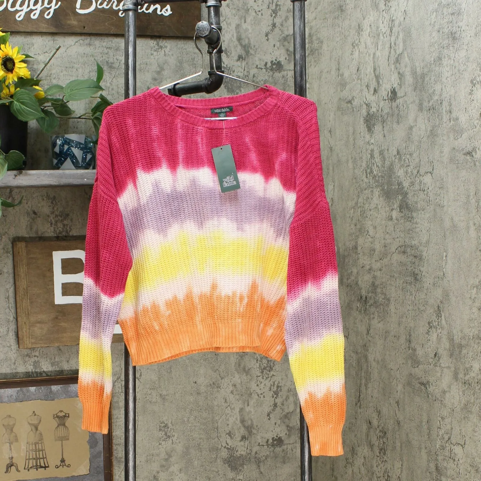 Wild Fable Women's Crewneck Oversized Tie Dye Pullover Sweater