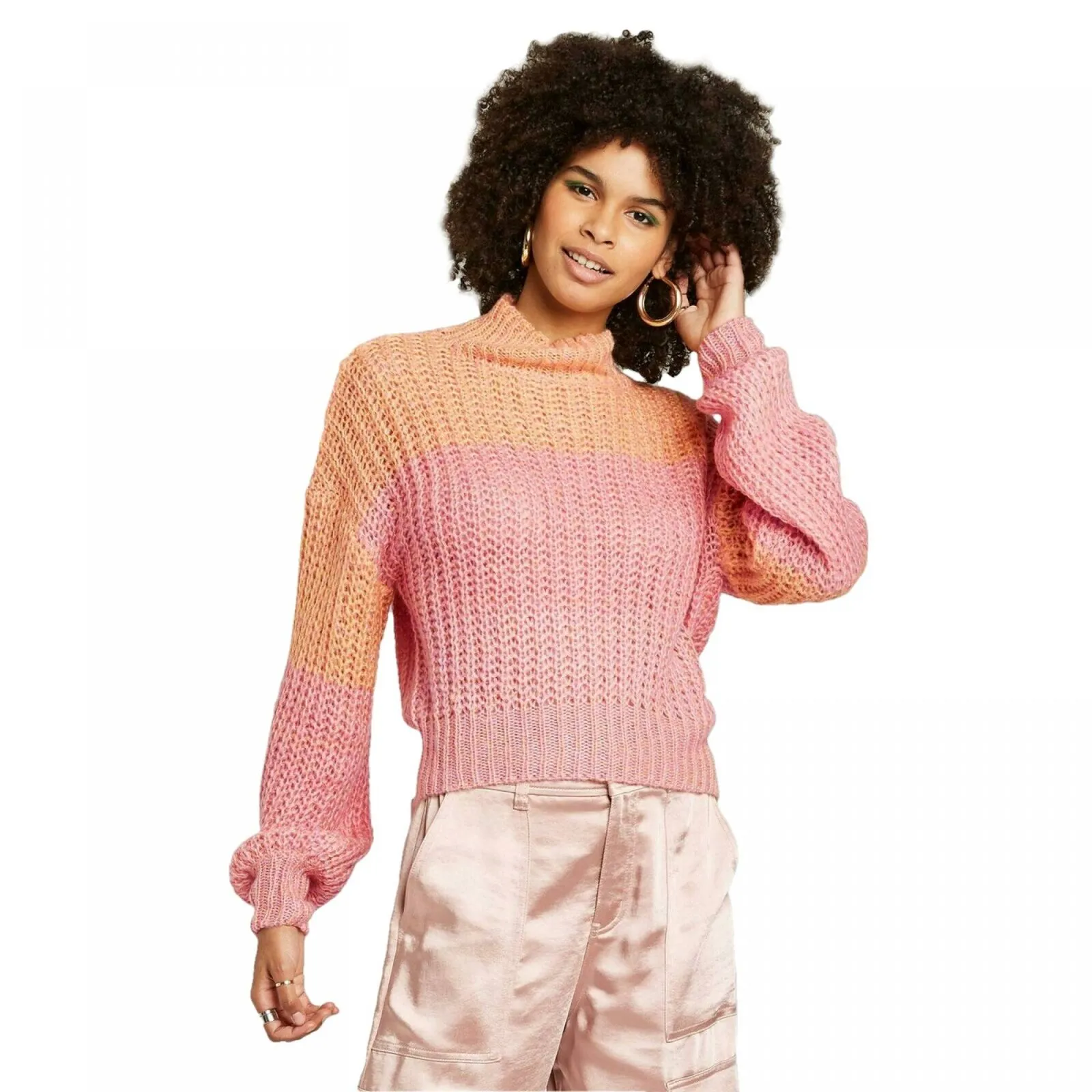 Wild Fable Women's Long Sleeve Mock Turtleneck Ombre Sweater
