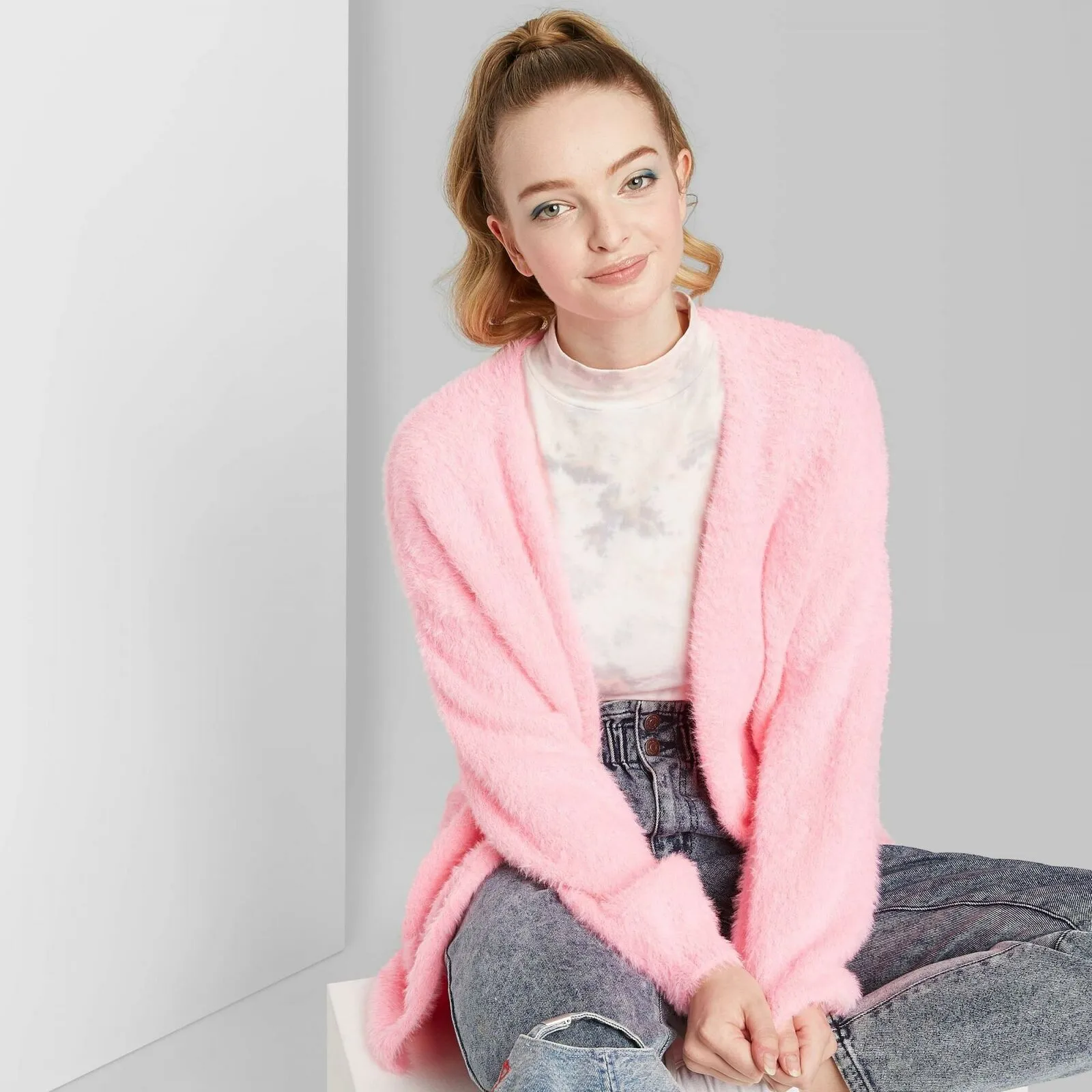 Wild Fable Women's Long Sleeve Open Front Fuzzy Cardigan Sweater