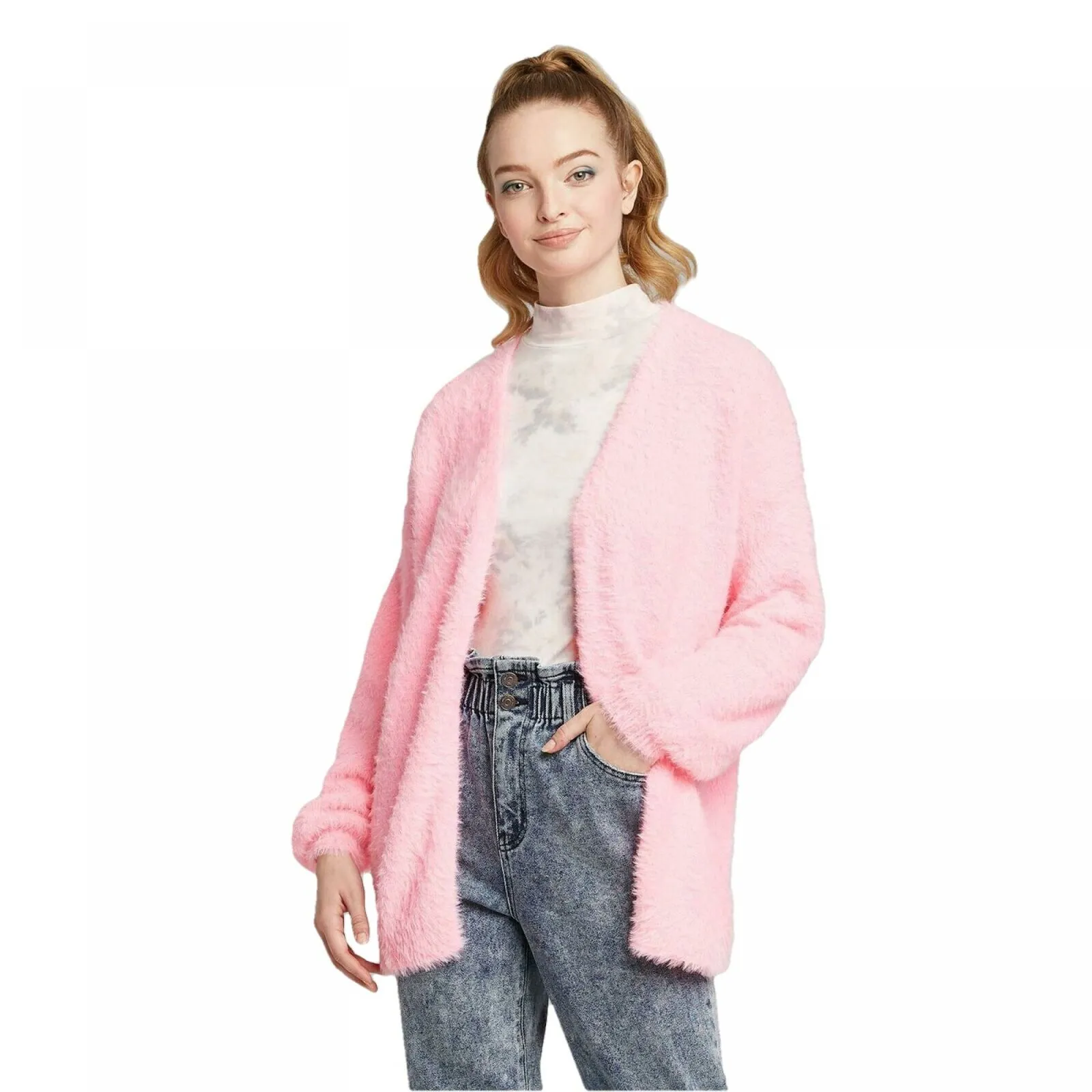 Wild Fable Women's Long Sleeve Open Front Fuzzy Cardigan Sweater