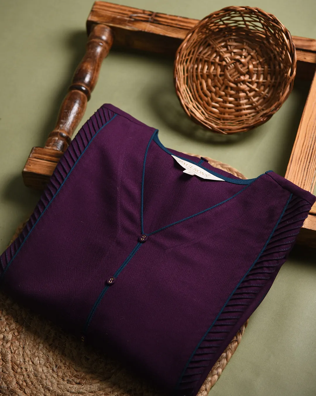 Wine Winter Wear Wool Spun Blend Embroidered Ready To Wear Straight Kurta With Pant
