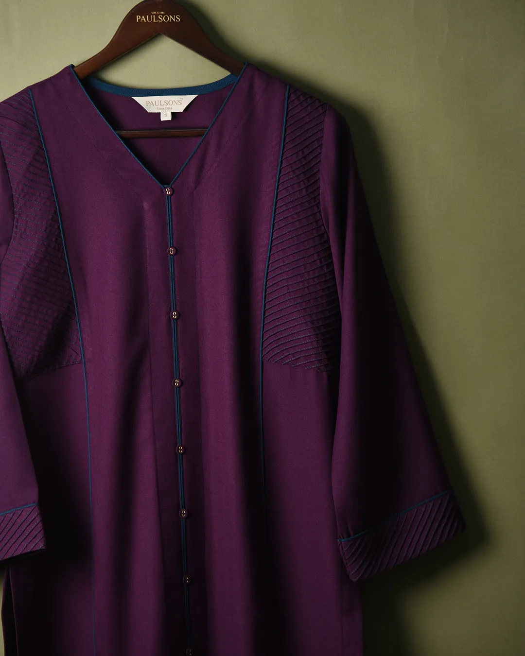 Wine Winter Wear Wool Spun Blend Embroidered Ready To Wear Straight Kurta With Pant