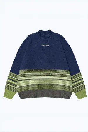 Winter Color-Block Knit Sweater with Embroidery – Cozy and Warm