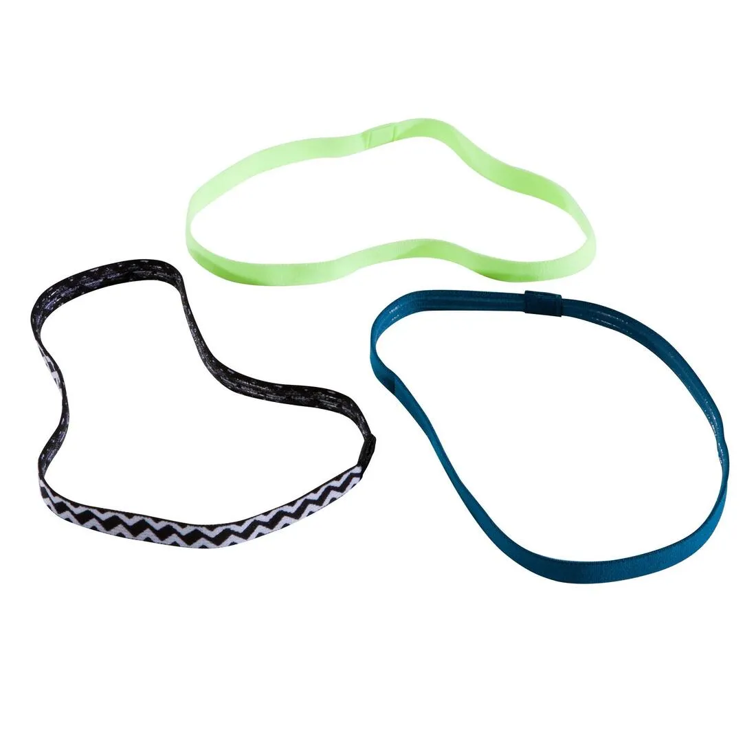 Women's Fitness Cardio Training Elastic Headband Tri-Pack - Green/Blue/Black