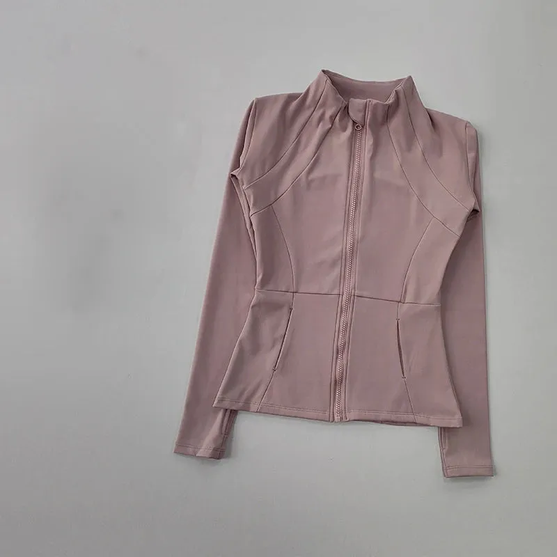 Women's Sports Plush Coat - Slim Long Sleeve Fitness Shirt