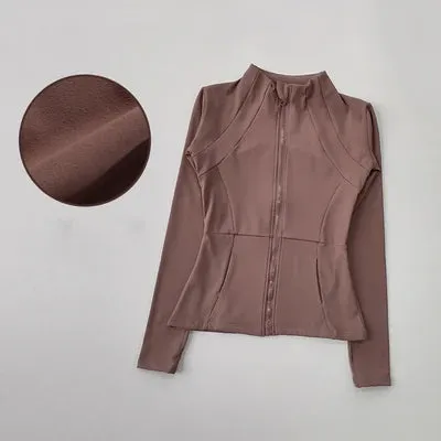 Women's Sports Plush Coat - Slim Long Sleeve Fitness Shirt