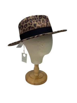 WYETH Brown 100% Wool Carmen Leopard Print Hat One Size