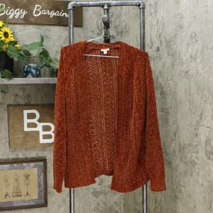 Xhilaration Women's Knit Open Front Sweater Cardigan Rust XS/S
