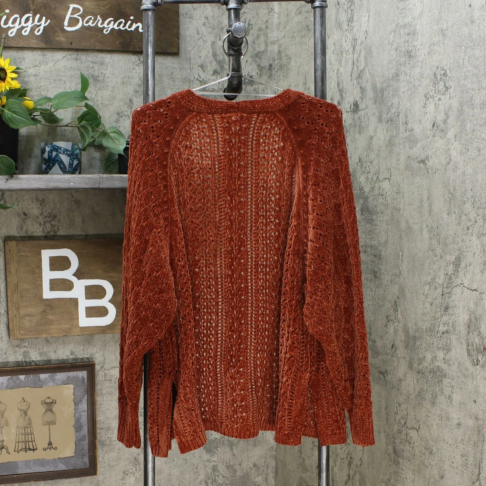 Xhilaration Women's Long Sleeve Open Stitch Chenille Cardigan Sweater