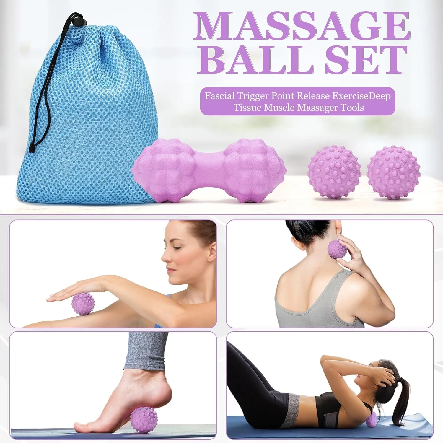 Yoga Wheel 12 in 1 Set with Back Cracker Roller for Pain Relief & Deep Tissue