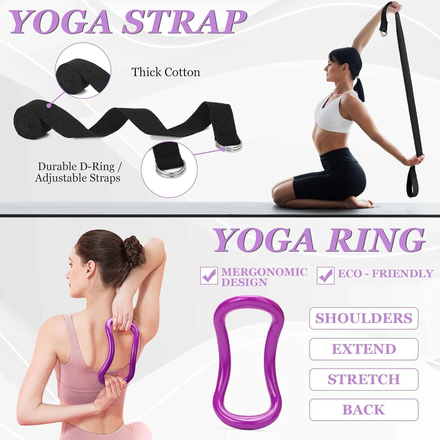 Yoga Wheel 12 in 1 Set with Back Cracker Roller for Pain Relief & Deep Tissue