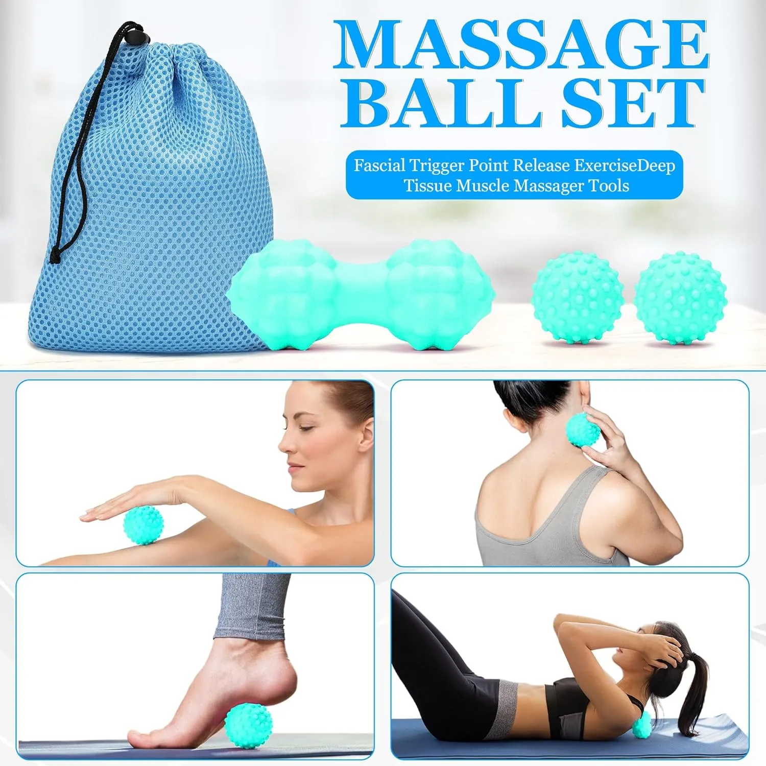Yoga Wheel 12 in 1 Set with Back Cracker Roller for Pain Relief & Deep Tissue