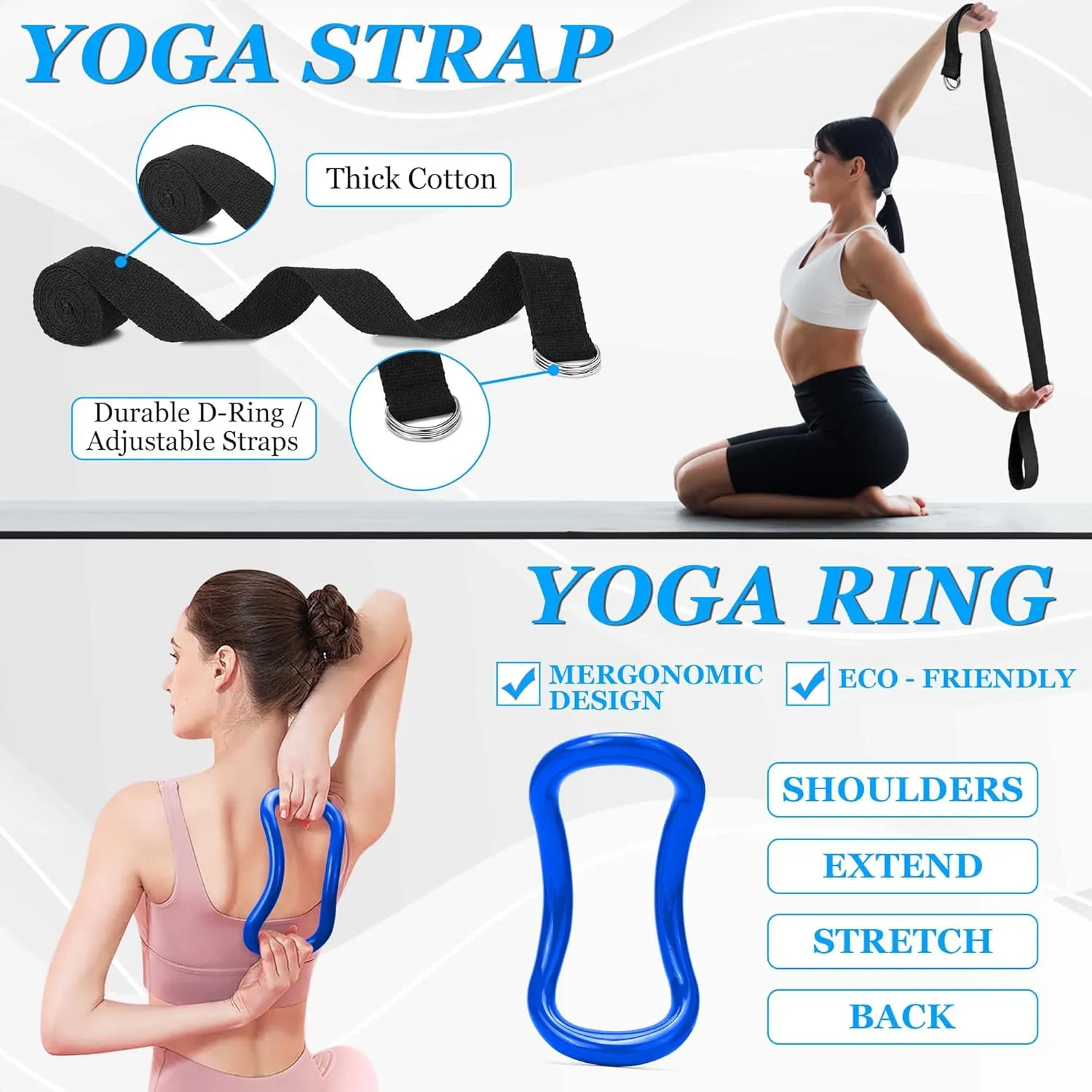 Yoga Wheel 12 in 1 Set with Back Cracker Roller for Pain Relief & Deep Tissue