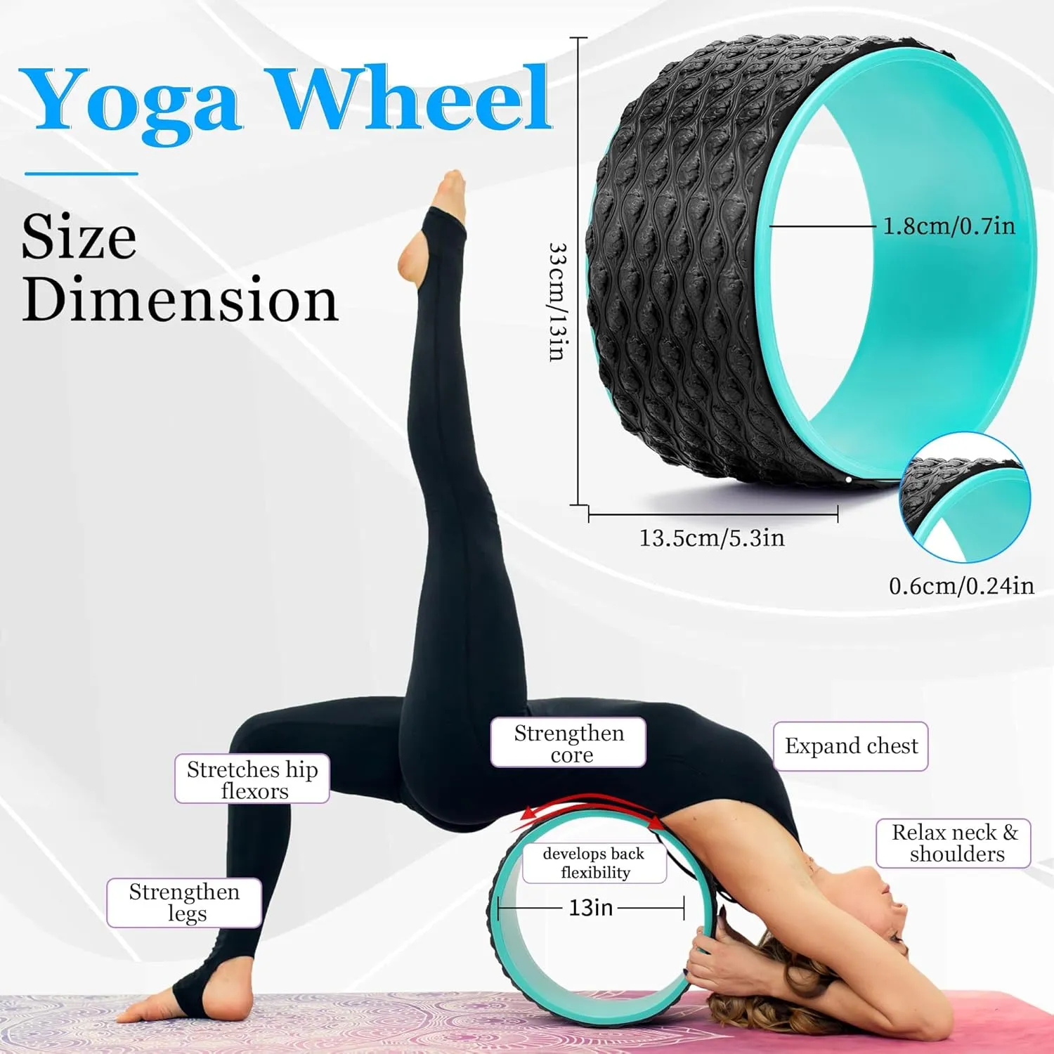 Yoga Wheel 12 in 1 Set with Back Cracker Roller for Pain Relief & Deep Tissue