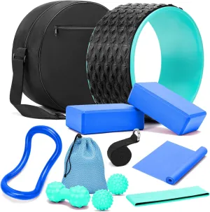 Yoga Wheel 12 in 1 Set with Back Cracker Roller for Pain Relief & Deep Tissue