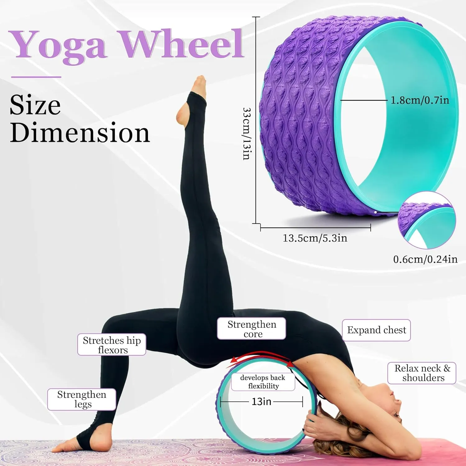 Yoga Wheel 12 in 1 Set with Back Cracker Roller for Pain Relief & Deep Tissue